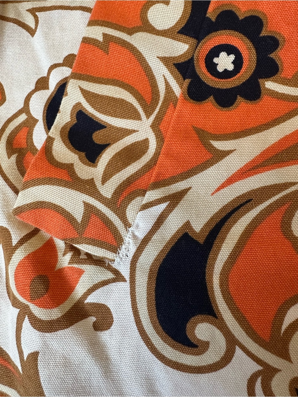 Mod Pucci Inspired Vtg J. Crew Mini Skirt 10 Cotton Orange White Floral Pockets - Picture 9 of 9